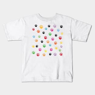 Colorful paw prints pattern Kids T-Shirt